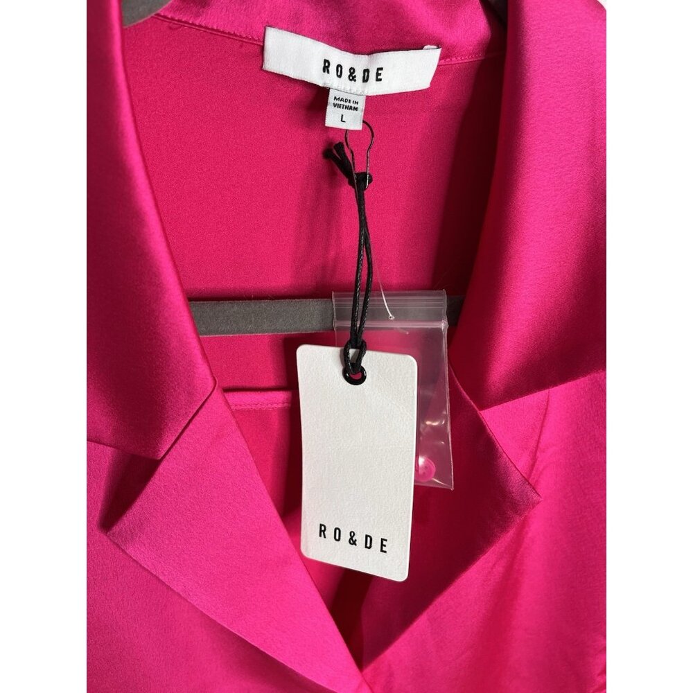 Silky Fuchsia Short-Sleeve Button Front Top - Picture 3 of 5